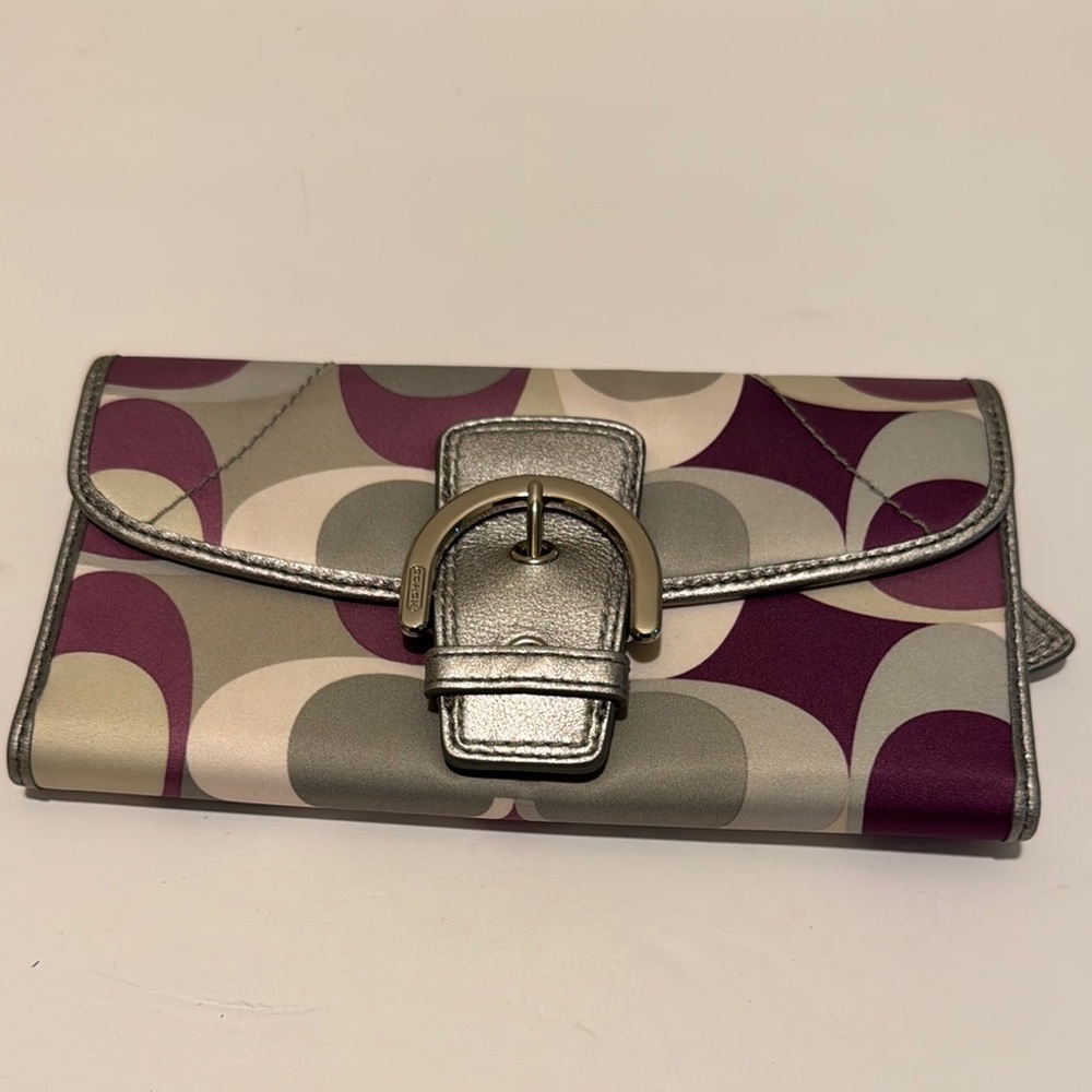 NWOT Coach Silver and Purple Wallet
